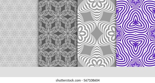 set of decorative floral seamless pattern background. Luxury texture for wallpaper, invitation. Vector illustration.