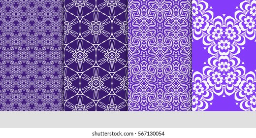 set of decorative floral seamless pattern background. Luxury texture for wallpaper, invitation. Vector illustration.