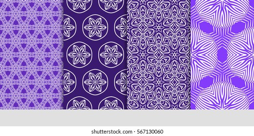 set of decorative floral seamless pattern background. Luxury texture for wallpaper, invitation. Vector illustration.