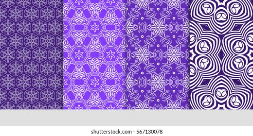 set of decorative floral seamless pattern background. Luxury texture for wallpaper, invitation. Vector illustration.