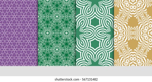 set of decorative floral seamless pattern background. Luxury texture for wallpaper, invitation. Vector illustration.
