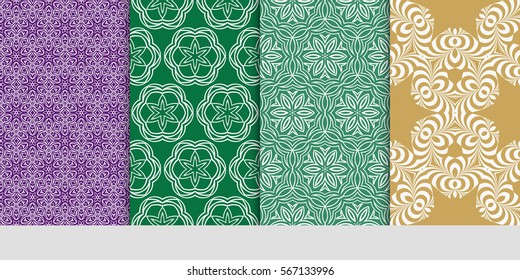 set of decorative floral seamless pattern background. Luxury texture for wallpaper, invitation. Vector illustration.