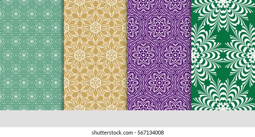 set of decorative floral seamless pattern background. Luxury texture for wallpaper, invitation. Vector illustration.