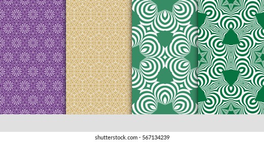 set of decorative floral seamless pattern background. Luxury texture for wallpaper, invitation. Vector illustration.