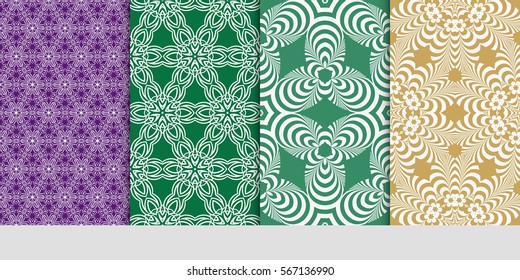 set of decorative floral seamless pattern background. Luxury texture for wallpaper, invitation. Vector illustration.