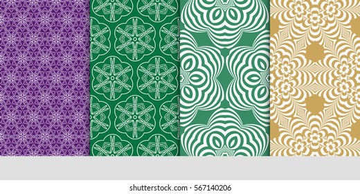 set of decorative floral seamless pattern background. Luxury texture for wallpaper, invitation. Vector illustration.