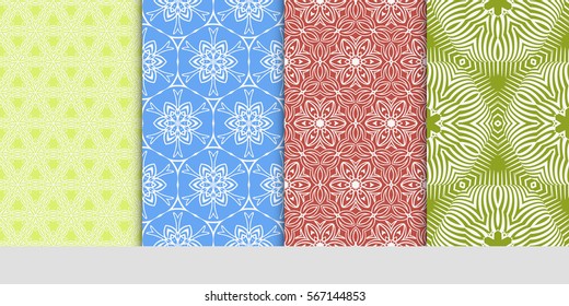 set of decorative floral seamless pattern background. Luxury texture for wallpaper, invitation. Vector illustration.