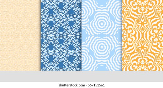 set of decorative floral seamless pattern background. Luxury texture for wallpaper, invitation. Vector illustration.