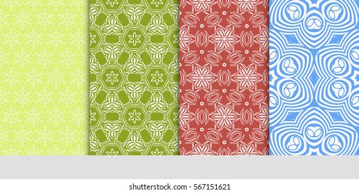 set of decorative floral seamless pattern background. Luxury texture for wallpaper, invitation. Vector illustration.