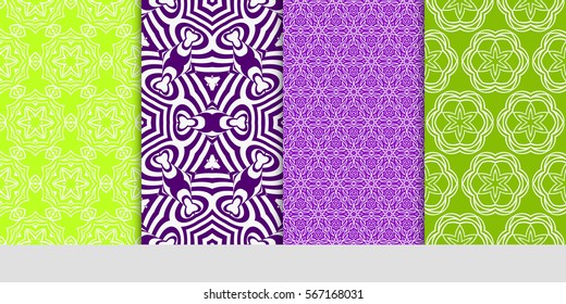 set of decorative floral seamless pattern. lace ornament. Vector illustration. for design invitation, background, wallpaper