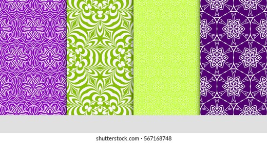 set of decorative floral seamless pattern. lace ornament. Vector illustration. for design invitation, background, wallpaper