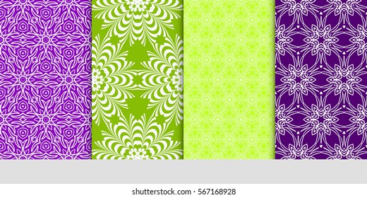 set of decorative floral seamless pattern. lace ornament. Vector illustration. for design invitation, background, wallpaper