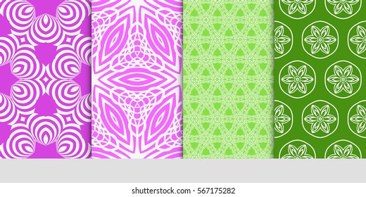 set of decorative floral seamless pattern. lace ornament. Vector illustration. for design invitation, background, wallpaper