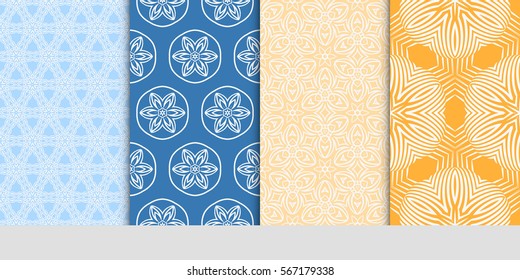 set of decorative floral seamless pattern background. Luxury texture for wallpaper, invitation. Vector illustration.
