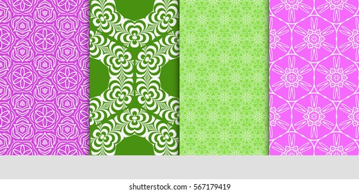 set of decorative floral seamless pattern. lace ornament. Vector illustration. for design invitation, background, wallpaper