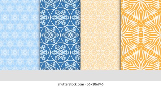 set of decorative floral seamless pattern background. Luxury texture for wallpaper, invitation. Vector illustration.