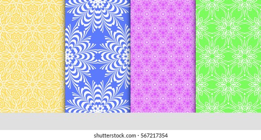 set of decorative floral seamless pattern. lace ornament. Vector illustration. for design invitation, background, wallpaper