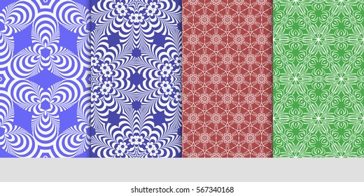 set of decorative floral seamless pattern. lace ornament. Vector illustration. for design invitation, background, wallpaper