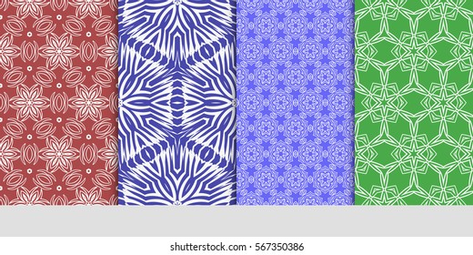 set of decorative floral seamless pattern. lace ornament. Vector illustration. for design invitation, background, wallpaper