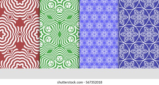 set of decorative floral seamless pattern. lace ornament. Vector illustration. for design invitation, background, wallpaper