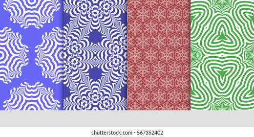 set of decorative floral seamless pattern. lace ornament. Vector illustration. for design invitation, background, wallpaper