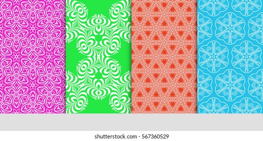set of decorative floral seamless pattern. lace ornament. Vector illustration. for design invitation, background, wallpaper