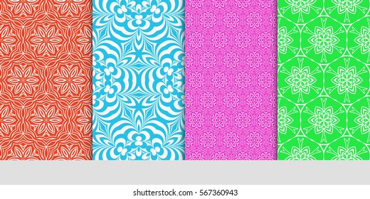 set of decorative floral seamless pattern. lace ornament. Vector illustration. for design invitation, background, wallpaper