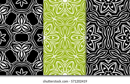 set of decorative floral seamless pattern. modern vector illustration. for wallpaper, fabric, textile, invitation card.