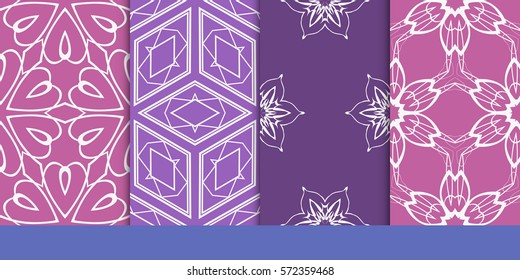 set of decorative floral seamless pattern. vector illustration. for invitation, greeting card, wallpaper, interior design