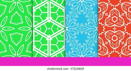 set of decorative floral seamless pattern. vector illustration. for invitation, greeting card, wallpaper, interior design