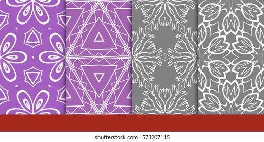 set of decorative floral seamless pattern. vector illustration. for invitation, greeting card, wallpaper, interior design