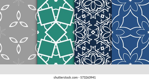 set of decorative floral seamless pattern. lace ornament. Vector illustration. for design invitation, background, wallpaper