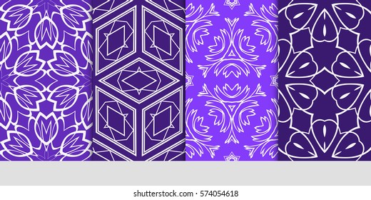set of decorative floral seamless pattern. lace ornament. Vector illustration. for design invitation, background, wallpaper
