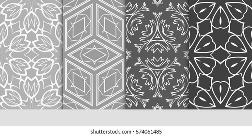 set of decorative floral seamless pattern. lace ornament. Vector illustration. for design invitation, background, wallpaper