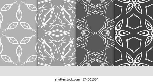 set of decorative floral seamless pattern. lace ornament. Vector illustration. for design invitation, background, wallpaper