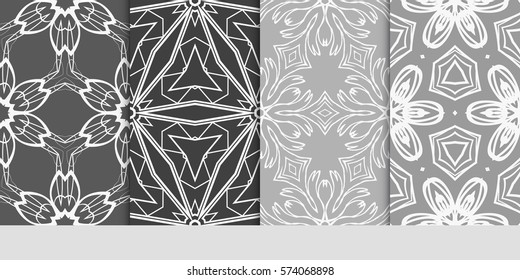 set of decorative floral seamless pattern. lace ornament. Vector illustration. for design invitation, background, wallpaper