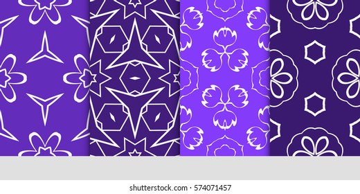 set of decorative floral seamless pattern. lace ornament. Vector illustration. for design invitation, background, wallpaper