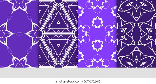 set of decorative floral seamless pattern. lace ornament. Vector illustration. for design invitation, background, wallpaper