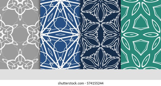 set of decorative floral seamless pattern. lace ornament. Vector illustration. for design invitation, background, wallpaper