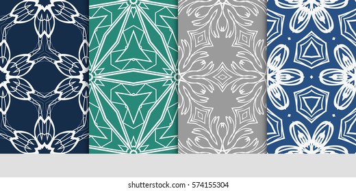 set of decorative floral seamless pattern. lace ornament. Vector illustration. for design invitation, background, wallpaper