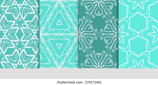 set of decorative floral seamless pattern. lace ornament. Vector illustration. for design invitation, background, wallpaper