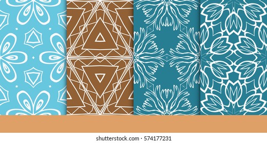 set of decorative floral seamless pattern. vector illustration. for invitation, greeting card, wallpaper, interior design