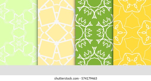 set of decorative floral seamless pattern. lace ornament. Vector illustration. for design invitation, background, wallpaper