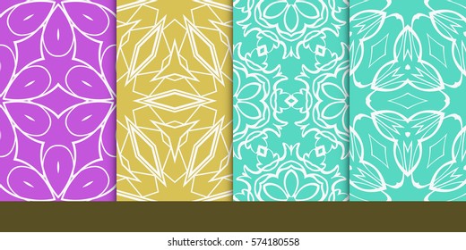 set of decorative floral seamless pattern. vector illustration. for invitation, greeting card, wallpaper, interior design