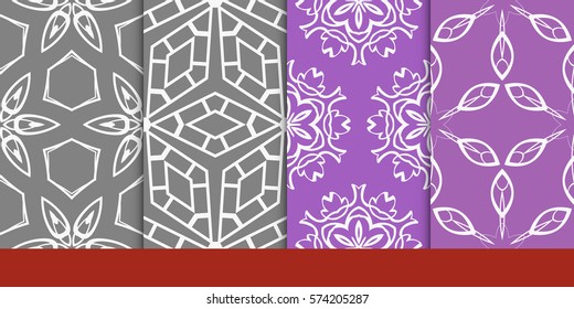 set of decorative floral seamless pattern. vector illustration. for invitation, greeting card, wallpaper, interior design