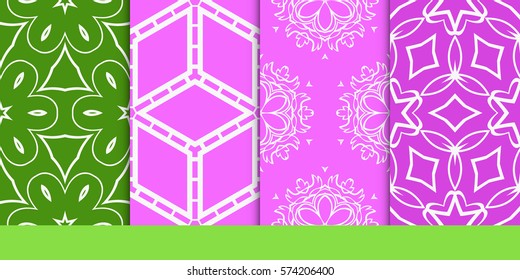 set of decorative floral seamless pattern. vector illustration. for invitation, greeting card, wallpaper, interior design