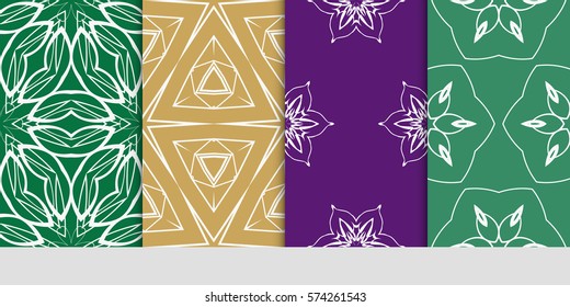 set of decorative floral seamless pattern. lace ornament. Vector illustration. for design invitation, background, wallpaper