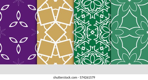 set of decorative floral seamless pattern. lace ornament. Vector illustration. for design invitation, background, wallpaper