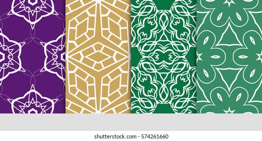set of decorative floral seamless pattern. lace ornament. Vector illustration. for design invitation, background, wallpaper