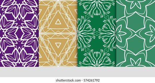 set of decorative floral seamless pattern. lace ornament. Vector illustration. for design invitation, background, wallpaper